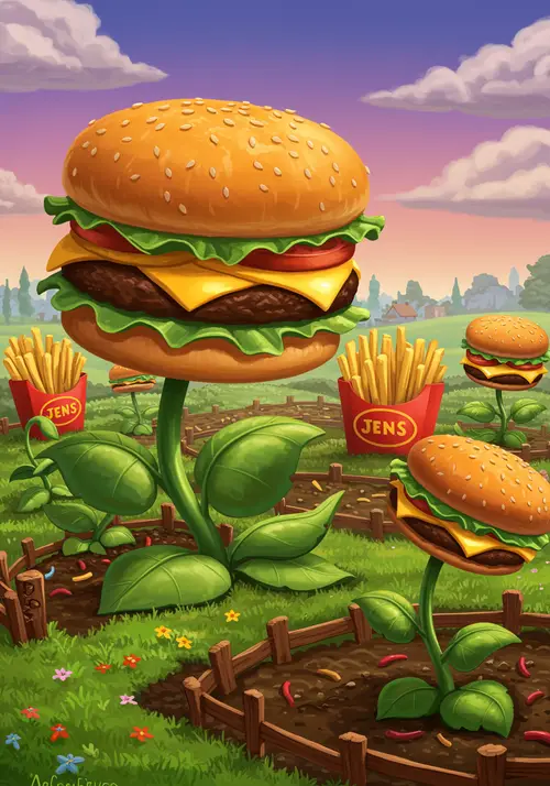 Whimsical Junk Food Garden: A Surreal Delight