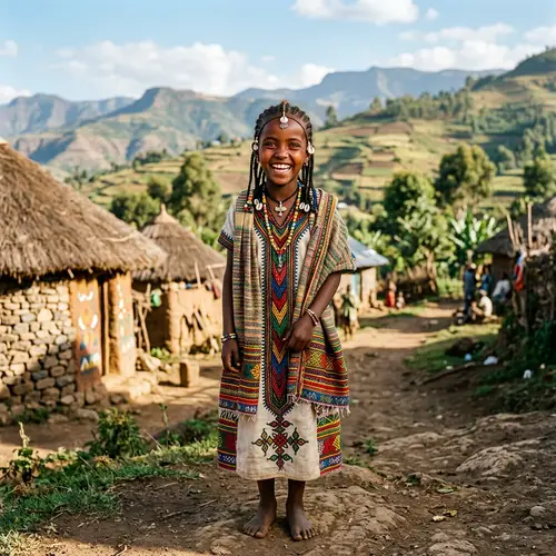 Ethiopian Girl with Red Eyes: A Joyful Portrait of Diversity