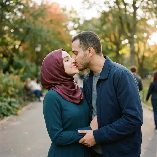 Beautiful Hijabi Woman Kissing: A Romantic Moment