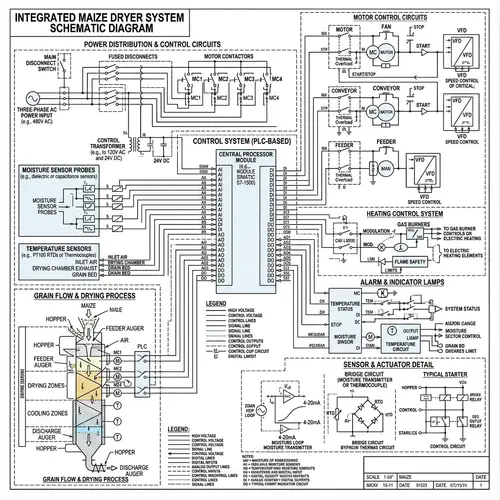 Detailed Maize Dryer Schematic | Moisture & Temperature Sensors, Powering & Motor Control