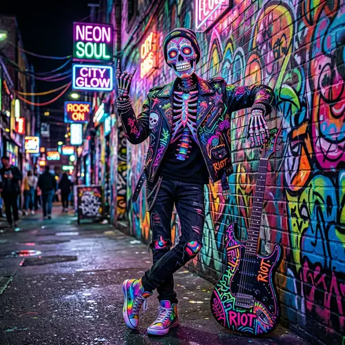 Cool Skeleton Art in Bright Colors - 4K