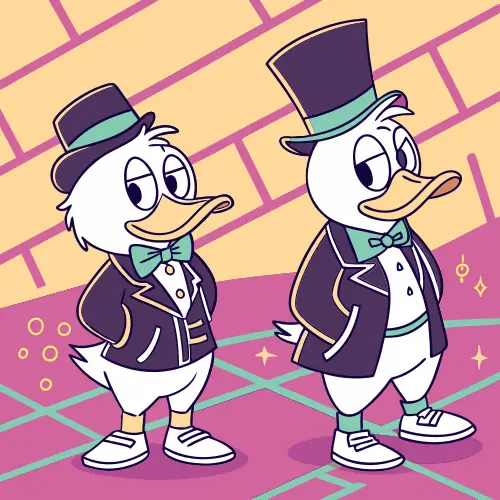 Cool 80's Ducks in Tuxedos - Digital Art