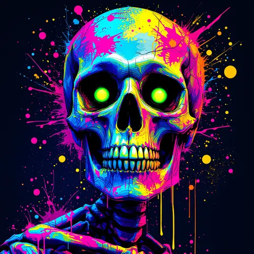 Cool Skeleton Art in Bright Colors - 4K