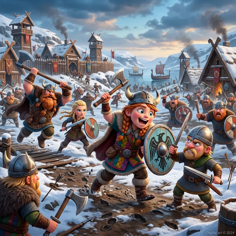 Cute 3D Animated Vikings in Battle Cute 3D Animated Vikings in Battle