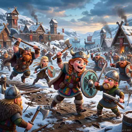 Cute 3D Animated Vikings in Battle