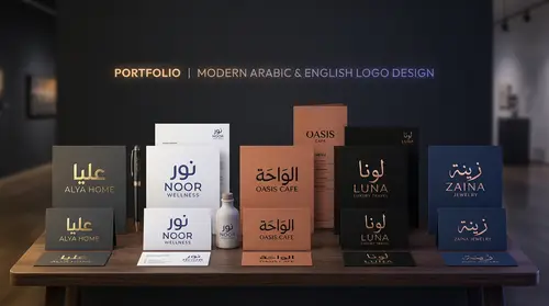Luxury Arabic & English Logo Mockups Portfolio