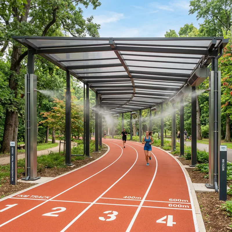 Shaded 1KM Running Track in Park Area