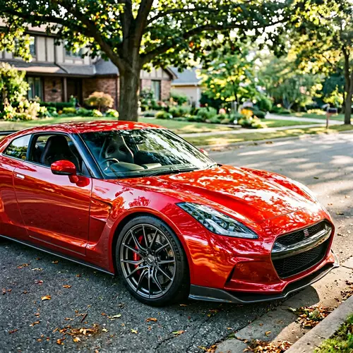 Sleek Red Car - Aerodynamic Design | Afternoon Sun
