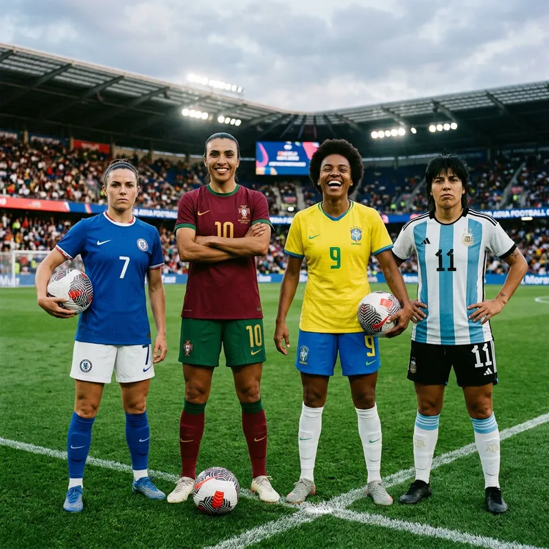 Female Football Legends Messi, Cristiano Ronaldo, Pele, and Maradona