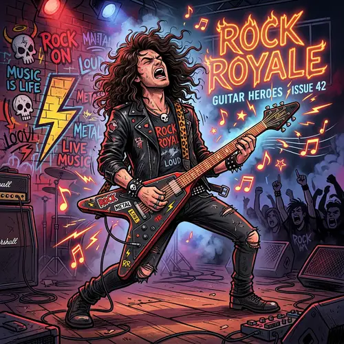 Rockstar Cartoon Mug Art for Rock Royale Magazine