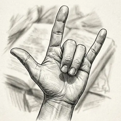 Pencil Sketch of I Love You in BSL