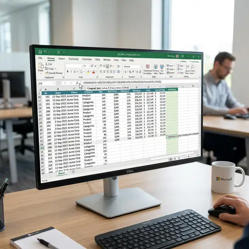 Advanced Excel Formula Writing: Visual Guide in Modern Office Space