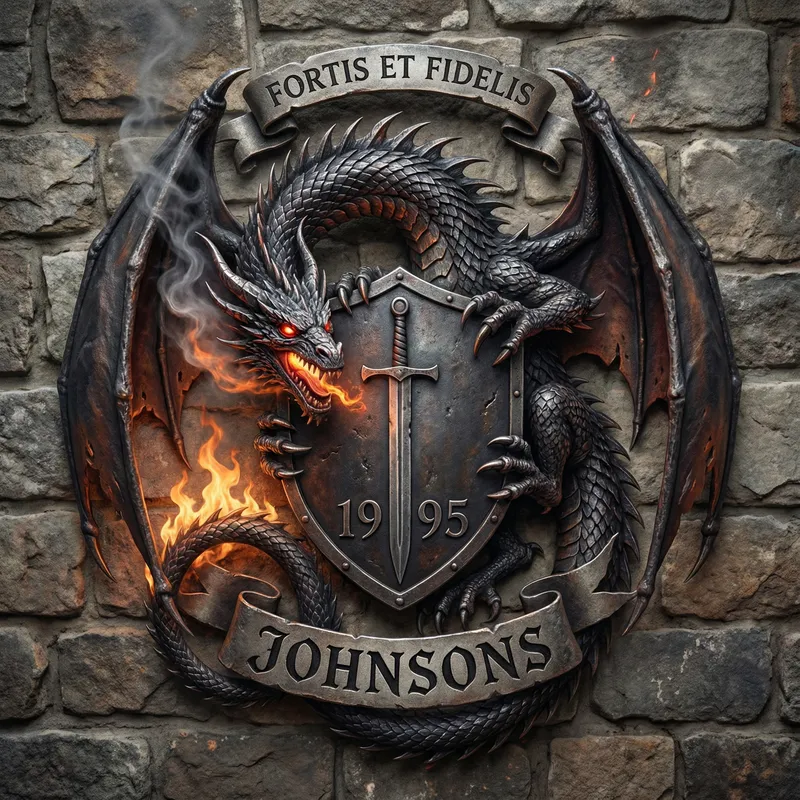 Fierce Johnsons Family Crest Design with Dragon