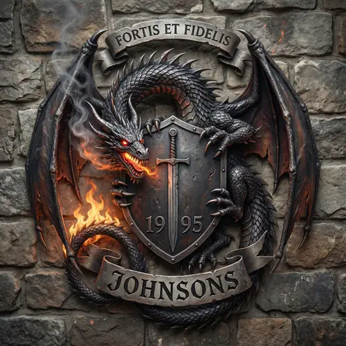 Fierce Johnsons Family Crest Design with Dragon