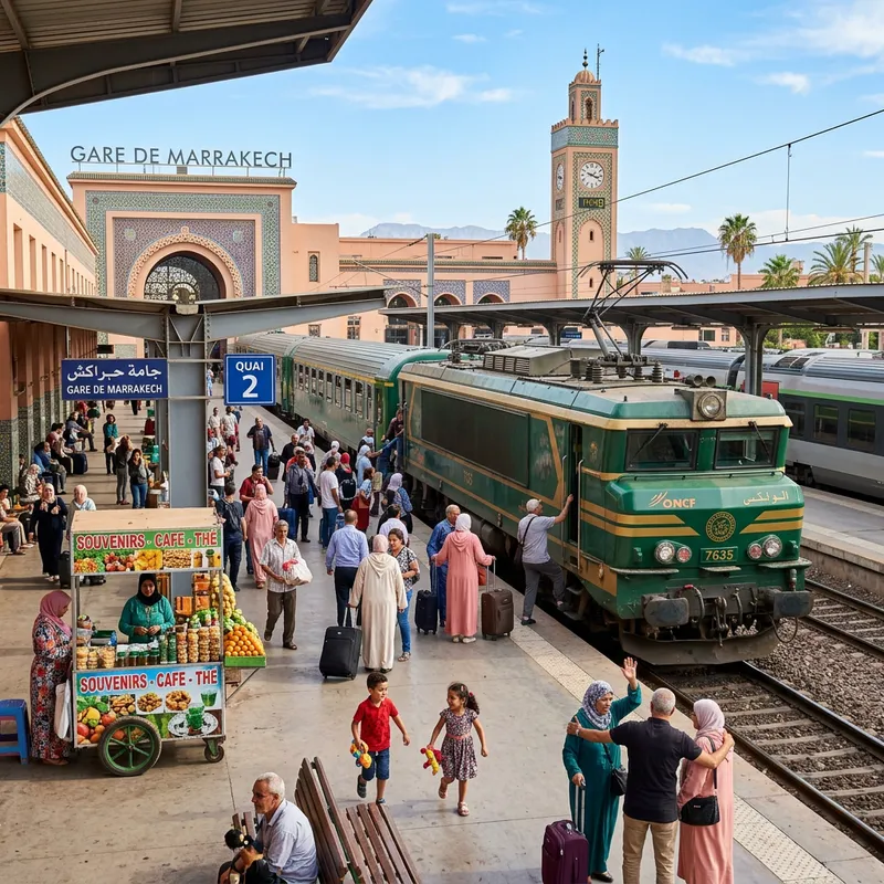 Moroccan Trains: Captivating Scene at Sunlit Station