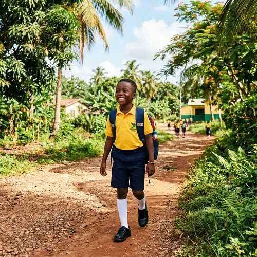 Ghanaian Boy Going to School - A Joyful Journey