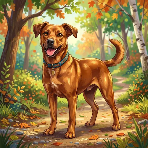 Colorful Illustration of a Chestnut Medium-sized Dog