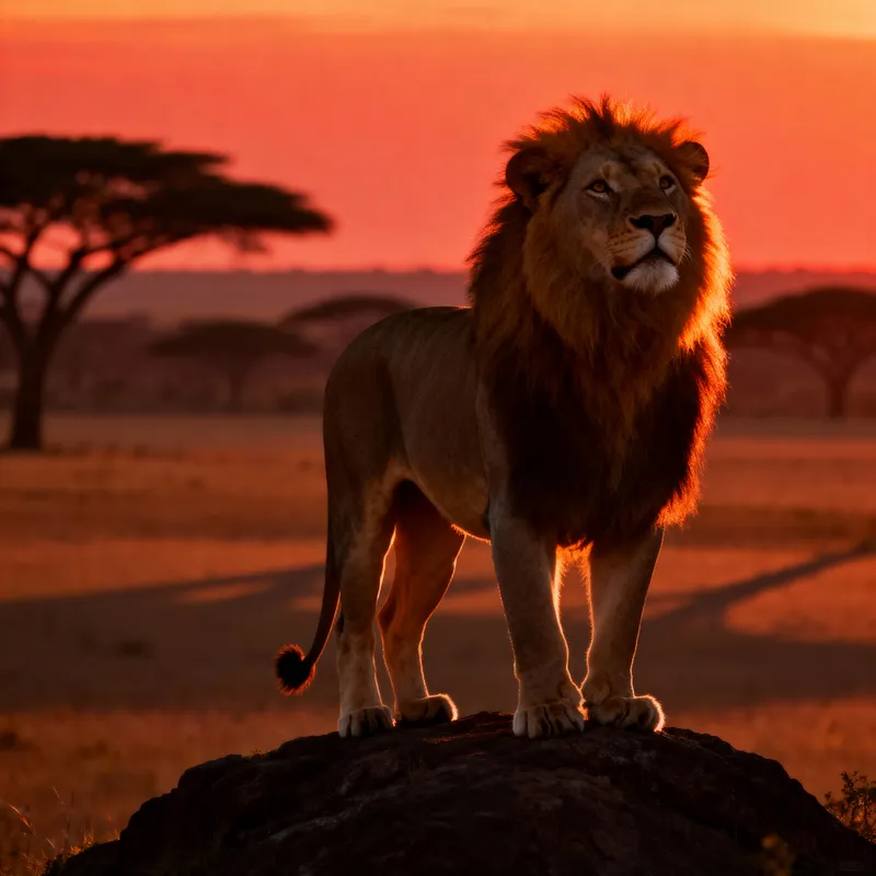 Majestic Lion at Sunset