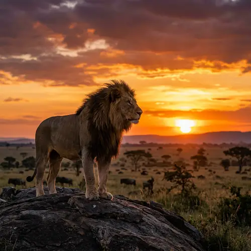 Majestic Lion at Sunset