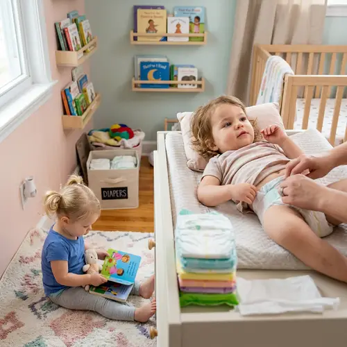 Diaper Changing Moments: Blonde & Light Brown Together