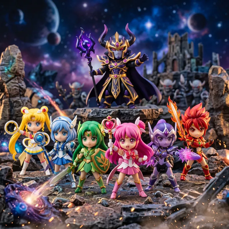 Precure Dolls Battle Space Emperor in Chibi Style Precure Dolls Battle Space Emperor in Chibi Style