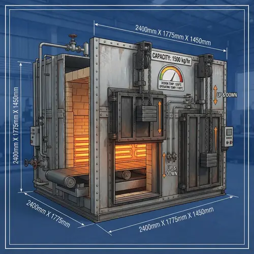 Double Chamber Oil Heating Furnace | 1500 kg/hr | Industrial Design