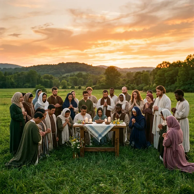 Serene Field Religious Ceremony Outdoors