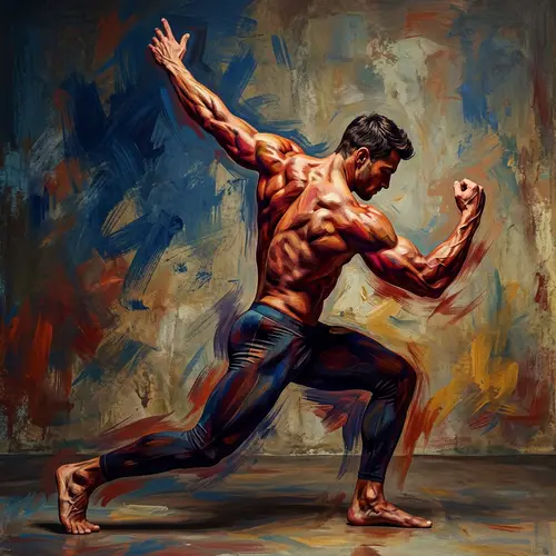 Muscular Man Renaissance Sculpture Style Studio Photograph