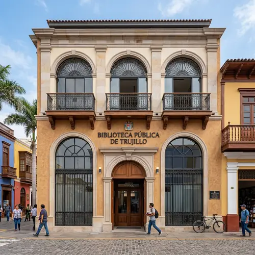Modern Library Facade in Historic Trujillo, Peru