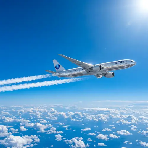 Aeroplane Soaring High in Clear Sky | Metallic Body Reflecting Sun