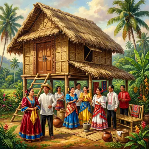 Bahay Kubo Portrait Art with Filipino Culture