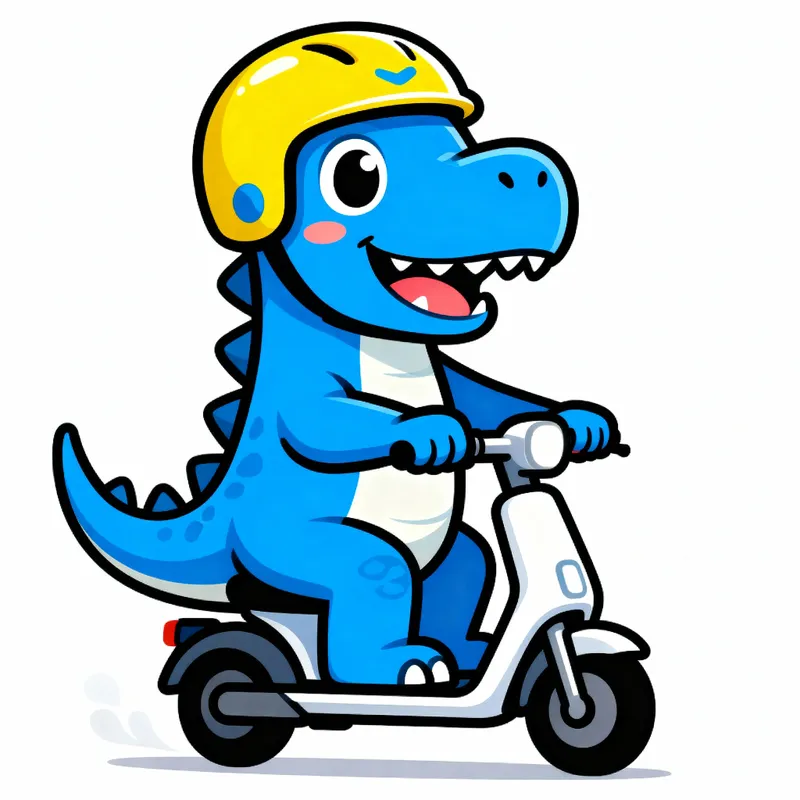 Energetic Blue Dinosaur Mascot for Tech Brands