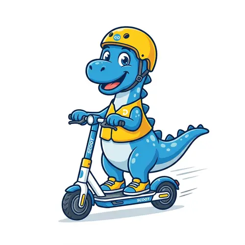 Energetic Blue Dinosaur Mascot for Tech Brands