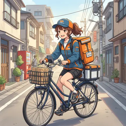 Anime Girl on Delivery Bike - Fast & Fun Deliveries