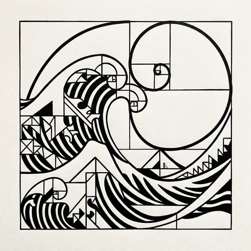 Monochrome Waves and Golden Ratio Elegance