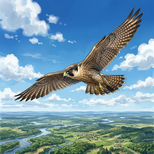 Graceful Falcon Soaring High in Azure Sky