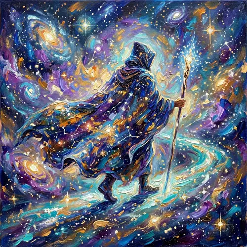 Impressionistic Star Walker Art | Ethereal Cosmos Scene
