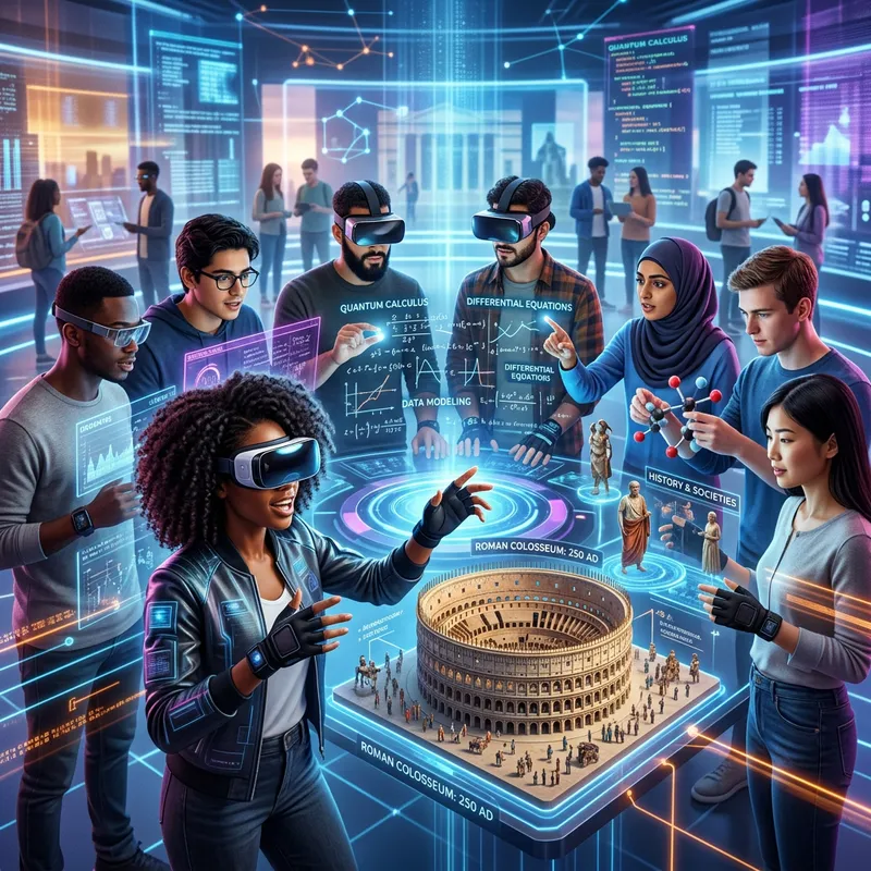 Futuristic Virtual Classroom: Diverse Students Engaged