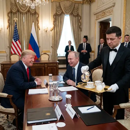 Trump, Putin, and Zelensky: A Humorous Summit Scene