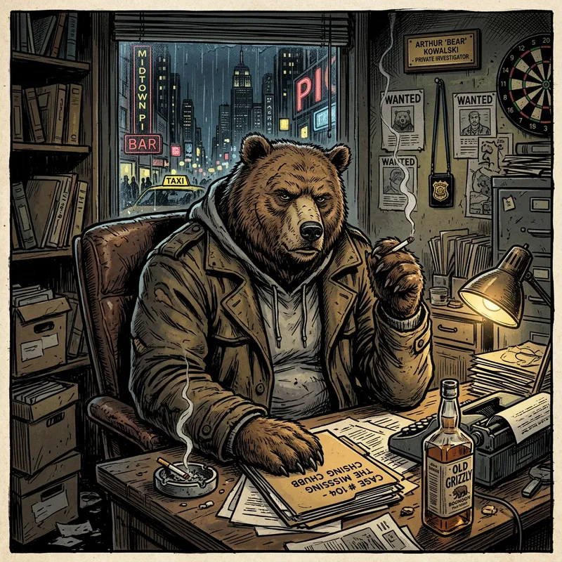 Bear Detective: Midtown Office Illustration