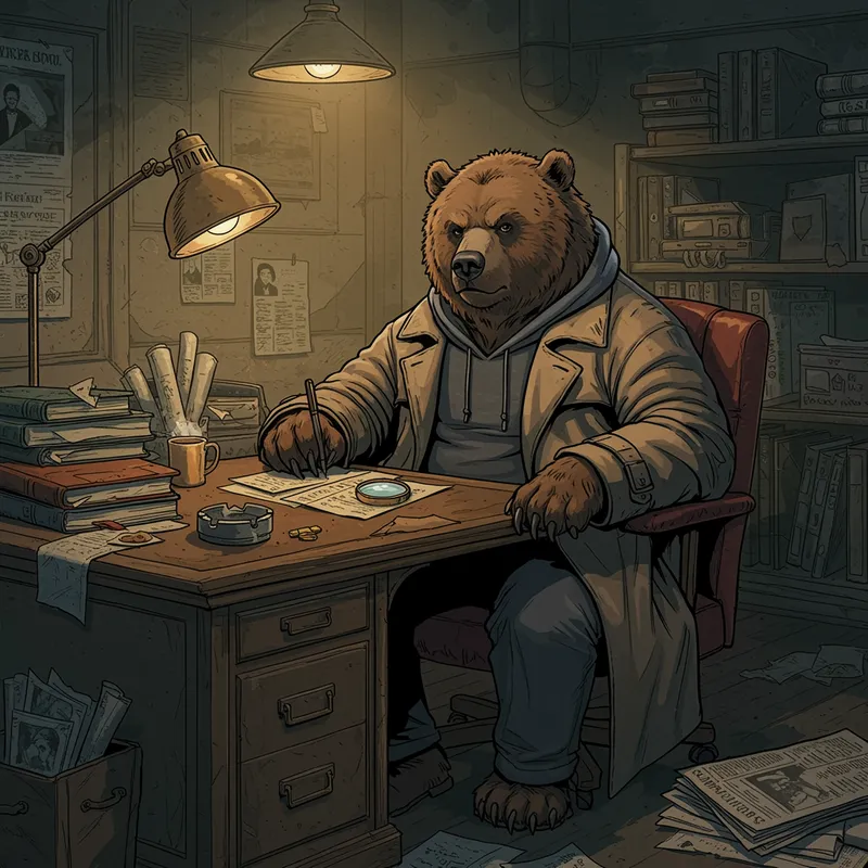 Bear Detective: Midtown Office Illustration