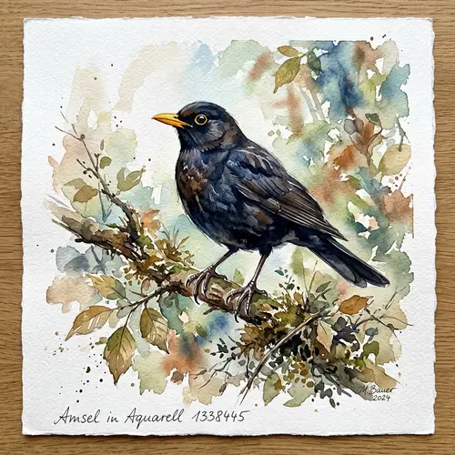 Amsel in Aquarell - Beautiful Watercolor Art
