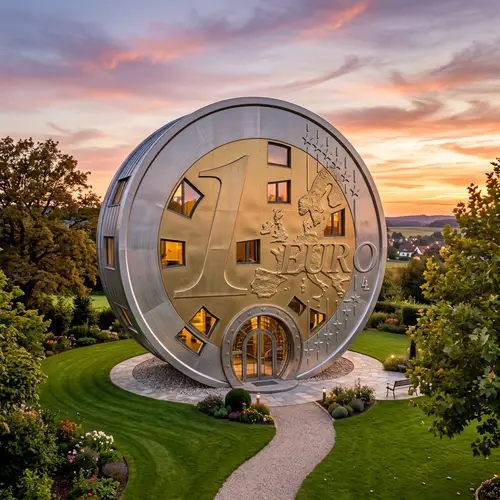 1 Euro Coin Inspired Unique House Design