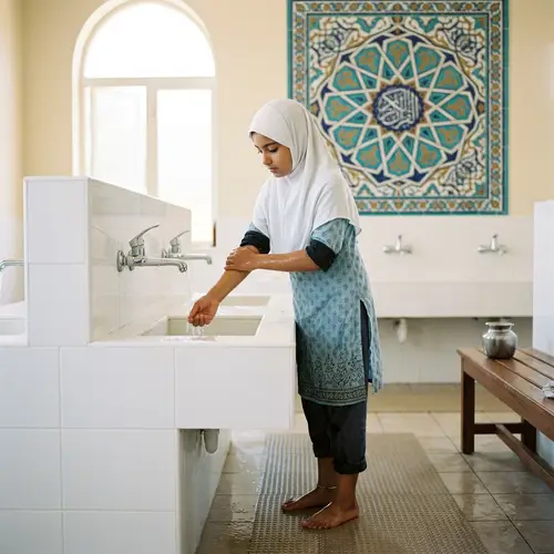 South Asian Girl Performing Ritual Ablution 'Wudu'
