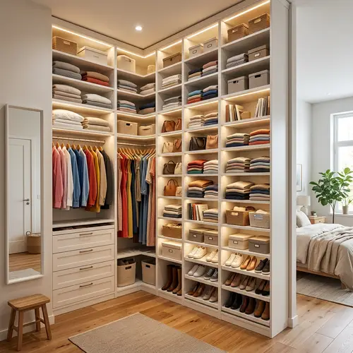 Stylish Bedroom Closet Designs with Ample Shelving