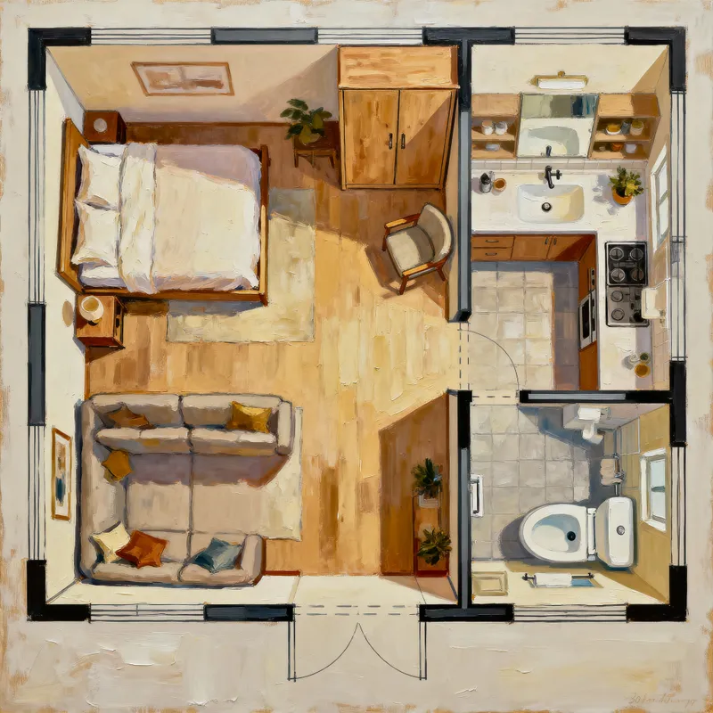 1-Bedroom House Floor Plan: 30x40 Design