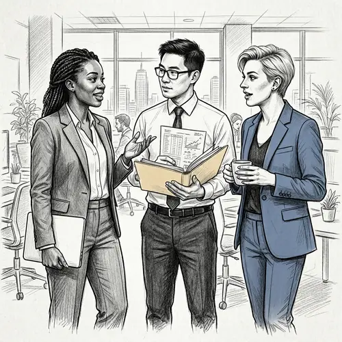 Intricate Professional Discussion Pencil Drawing