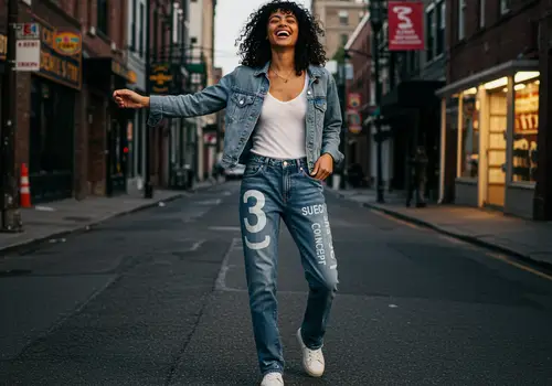 Trendy Jeans in Vibrant Urban Lifestyle