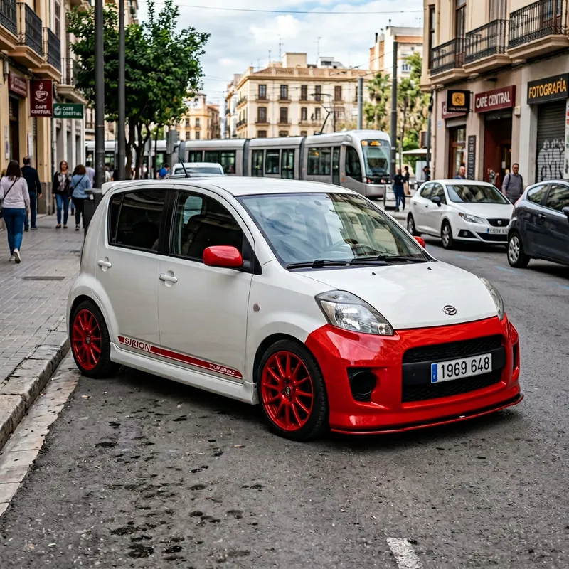 2001 Daihatsu Sirion Tuning: White with Red Accents
