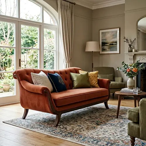 Elegant Divan with Plush Upholstery in Rich Color